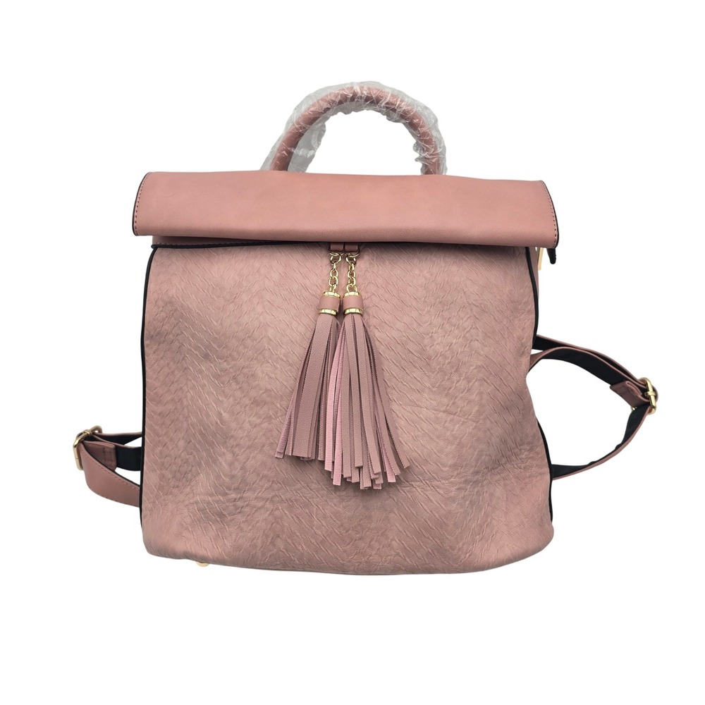 Alyssa Women's Pink Vegan‎ Leather Backpack Convertible Bag